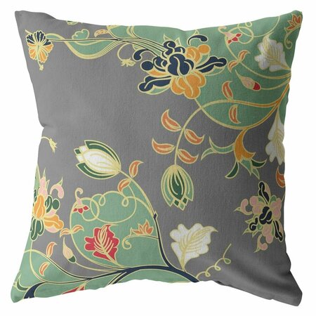 HOMEROOTS 18 in. Garden Indoor & Outdoor Throw Pillow Orange Green & Gray 412194